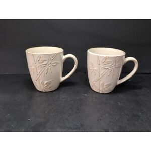 Florida Marketplace Bamboo Mugs, Set Of 2 Coffee Cups, Beige Cups, Bamboo Design